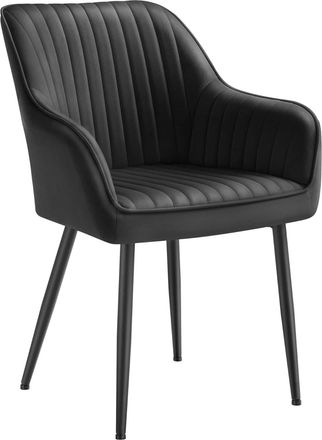 Songmics Silla de comedor con reposabrazos de terciopelo de color negro