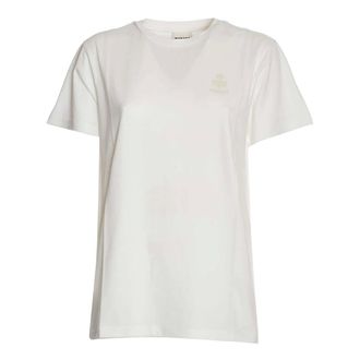 Isabel Marant Tops, Dames, Wit, XS, Katoen, Geborduurd Logo Katoenen T-shirt