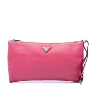 Prada Pre-owned Clutch - Dames - Pre-owned - Roze - Maat: ONE Size Leer