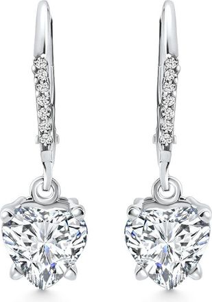 Pompeii3 2.07Ct TW Heart Diamond Dangle Lever Back Hoops 10k White Gold Lab Grown