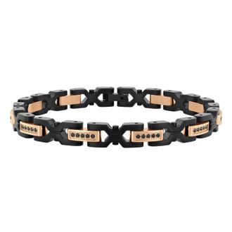 Robert Alton 1/2CTW Black Diamond Stainless Steel with Two-Tone Finish Bracelet