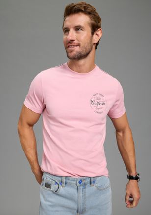 Kangaroos T-Shirt KANGAROOS, Herren, Gr. 4XL, rosa, Single Jersey, Obermaterial: 100% Baumwolle, schmal, Rundhals, Shirts T-Shirt, schmale Passform, Halbarmshir