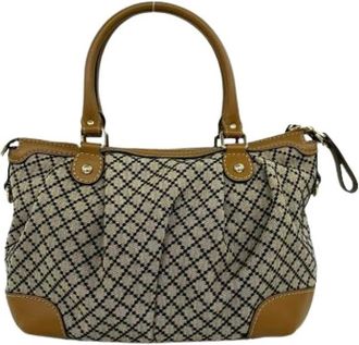 Gucci Pre-owned Vintage Canvas Shoulder Bag - Dames - Vintage Handtas - Beige - ONE Size - Leer - Vintage