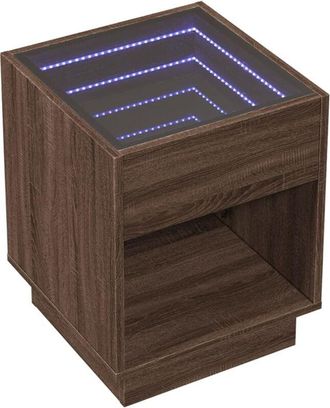 vidaXL Bedside Table with Infinity led Brown Oak 40x40x50 cm Vidaxl