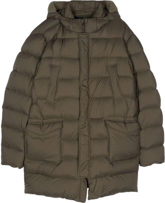 Herno logo-plaque coat - men - Polyurethane/Polyamide/Polyamide/Polyester/Wool/Down/Feather - 50 - Green
