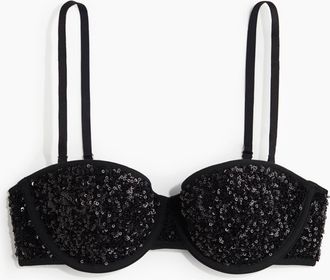 H&M Wattierter Balconette-BH mit Pailletten - Schwarz