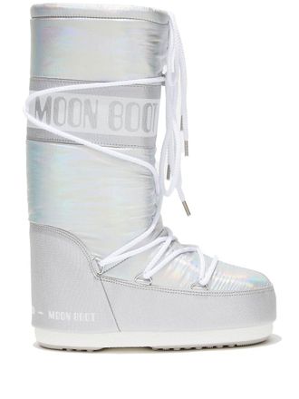 Moon Boot Stivali da neve metallizzati con stampa - Argento