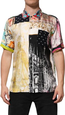 Dolce & Gabbana Multicolor Printed Button Down Casual Mens Shirt