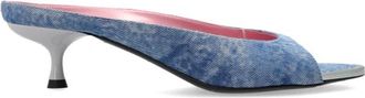 Diesel D-Diams-Low denim muiltje met zwevende ovale D - Dames - Muiltjes - Blauw - 38 EU - Denim - Schoenen