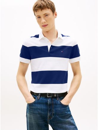 Tommy Hilfiger Mens Slim Fit Rugby Stripe Polo - Navy - XXXL