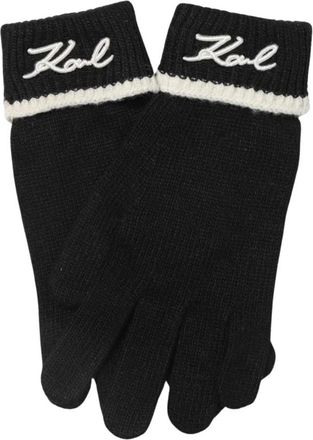 Karl Lagerfeld Gebreide handschoenen met logodetail - Dames - Handschoenen - Zwart - M - Accessoires
