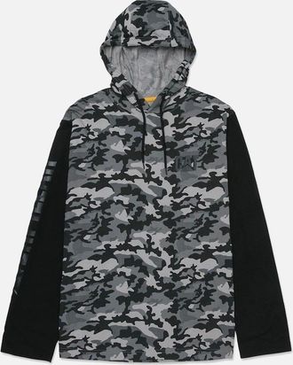 CAT Mens Caterpillar Mens Hooded Long-Sleeved T-Shirt - Cream - Size: 40