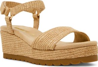 Anne Klein Natasia Platform Wedge Sandal in Raffia at Nordstrom, Size 7.5
