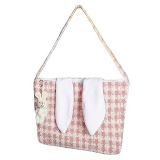 Generic Easter Bunny Tote Bag - Reusable Zipper Tote Bag - Fashion Large Capacity Beach Bag, Portable Casual Tote Bag for Women and Girls, Pink, riferimento a