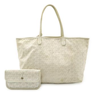 Goyard Gray White Coated Canvas Leather Shoulder Bag Tote Bag (Pre-Owned)