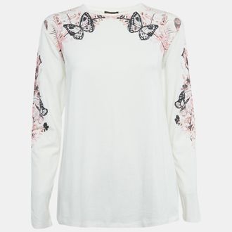 Roberto Cavalli White Printed Cotton T-Shirt