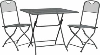 vidaXL vidaXL 3 Piece Garden Dining Set Expanded Metal Mesh Anthracite