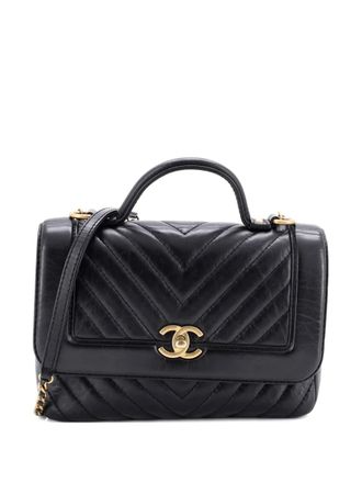 Chanel Top Handle Flap Bag Chevron Calfskin Small crossbody bag - Nero