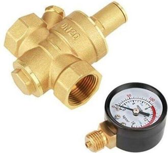 OEM V&aacute;lvula Reductora De Presi&oacute;n De Agua Ajustable De Lat&oacute;n Dn20 Con Man&oacute;metro, Reductor De Presi&oacute;n
