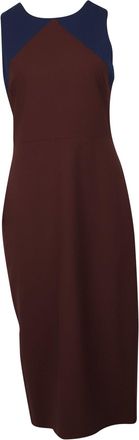 Diane Von Fürstenberg Diane Von Furstenberg Color Block Sheath Midi Dress in Burgundy Wool