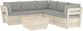vidaXL 6 Pcs Pallet Lounge Set + Black Wood Pads