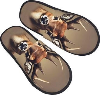 Generic Comfortable House Slipper Deer head printing print Mens Slipper Soft Ladies Slippers for Bedroom Indoor Guest M