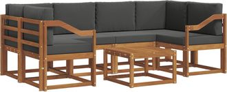 vidaXL Conjunto De Sof&aacute;s De Exterior 7 Uds. Natural Y Antracita Vidaxl