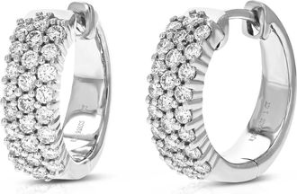 Vir Jewels 1 cttw Lab Grown Diamond Hoops Earrings in Sterling Silver With Hidden Post For Women