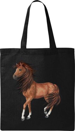 Generic Beautiful horse artwork 03 Natural Ecological Cotton Tote Bag Black