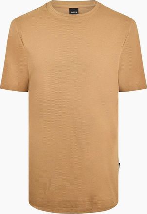 HUGO BOSS Mens Tiburt Bubble Structure Cotton Short Sleeve T-Shirt - Cream - Size: 38