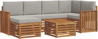 vidaXL Conjunto De Sof&aacute;s De Exterior 7 Uds. Gris Natural Y Claro Vidaxl