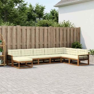 vidaXL Vidaxl Set Di Divani Da Esterno 8 Pz Naturale E Crema
