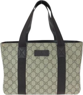 Gucci Pre-owned GG Supreme Canvas Tote Bag - Dames - Vintage Shopper - Bruin - ONE Size - Leer - Vintage