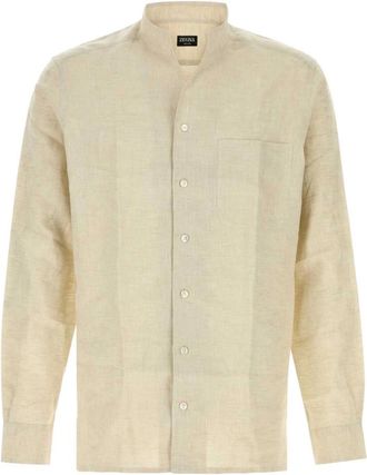 Ermenegildo Zegna Heren, Overhemden, Beige, Maat: XL Linnen