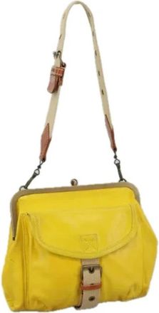 Miu Miu Tweedehands leren schoudertassen - Dames - Vintage Schoudertas - Geel - ONE Size - Leer - Vintage