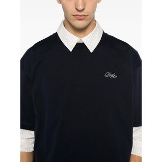 Dr&ocirc;le de Monsieur Embroidered Logo Organic Cotton T-Shirt - Navy