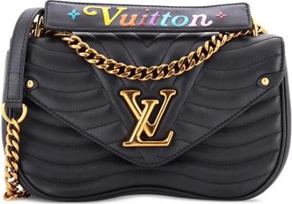 Louis Vuitton New Wave Chain Bag gewatteerde leren MM crossbodytas - Zwart