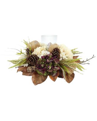 Creative Displays Inc. Fall Candleholder Centerpiece With Hydrangeas & Pinecones
