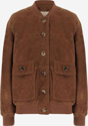 Valentino Womens Leather Jacket Lambskin Brown