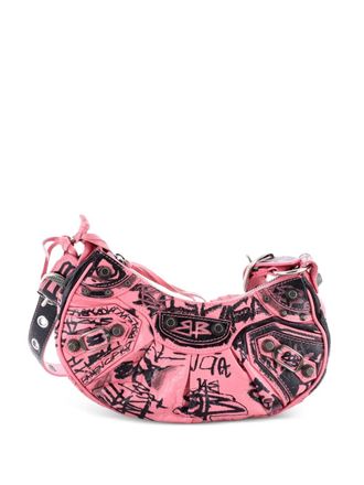 Balenciaga Le Cagole Graffiti Giant Studs Leather XS shoulder bag - women - Calf Leather - One Size - Pink