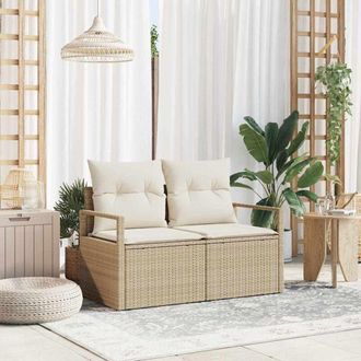 vidaXL Sof&aacute; De Jard&iacute;n Con Coj&iacute;n Beige 120 X 62 X 69cm Rat&aacute;n Sint&eacute;tico Vidaxl