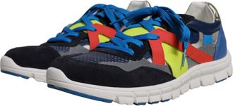 Dolce & Gabbana Mens Multicolor Leather Suede Low Top Sneakers Shoes Calf Cotton