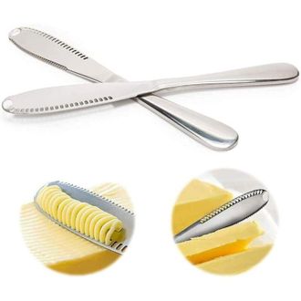 OEM Juego De Dos Cuchillos De Mantequilla 3 En 1 De Acero Inoxidable Para Untar Y Cortar Fruta Y Queso - Crezuo