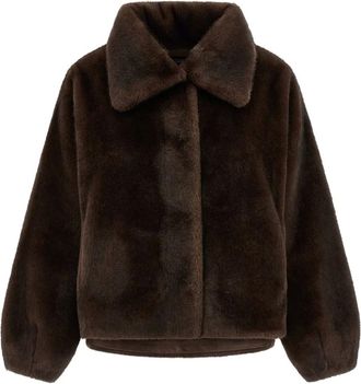 Lou Andréa shirt-collar faux-fur jacket - Brown