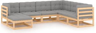 vidaXL Vidaxl - Juego De Muebles De Jard&iacute;n 7 Pzas Y Cojines Madera Maciza Pino