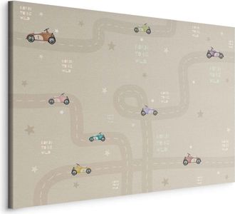 OEM Imagen - Carrera - Coches Coloridos En La Carretera Sobre Un Fondo Beige Con Inscripciones / D&iacute;a De La Carrera