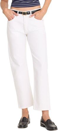 Good American Mid Rise Ankle Straight Leg Jeans in White001 at Nordstrom, Size 10