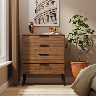 Welcome Furniture Helsinki Ready Assembled 4 Drawer Chest in Carini Walnut - Welcome Furniture | TJ Hughes