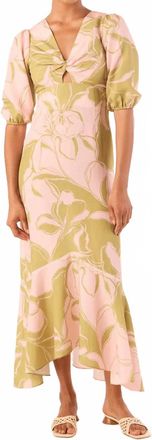 Misa Wallis Midi Dress In Olive Flora