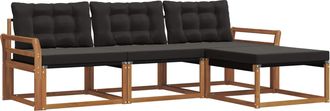 vidaXL Conjunto De Sof&aacute;s De Exterior 4 Uds. Natural Y Negro Vidaxl